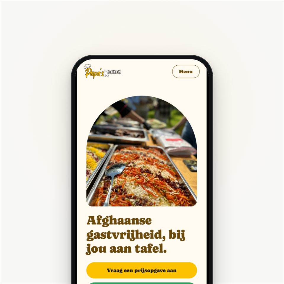 Papa's Keuken website on a phone